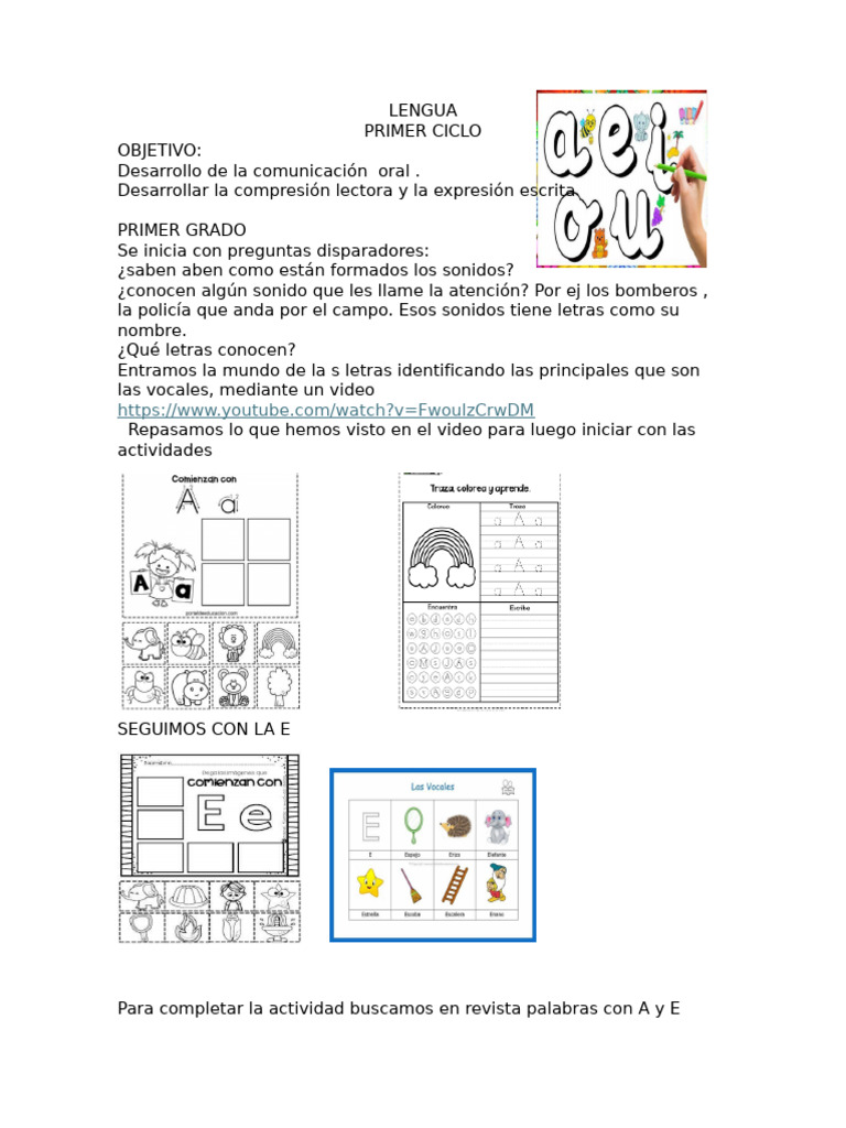 Actividades de Lengua para Primer Ciclo | PDF | Vocal | Comunicación humana
