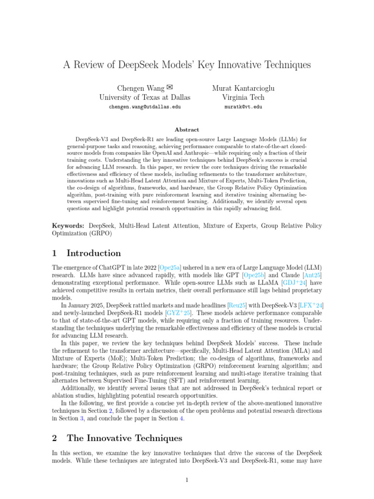 Key Techniques in DeepSeek Models | PDF | Learning | Machine Learning