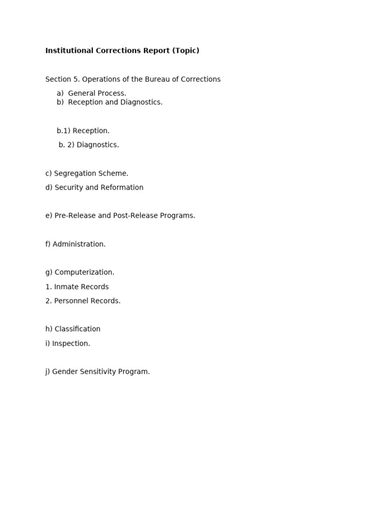 Bureau of Corrections Operations Overview | PDF