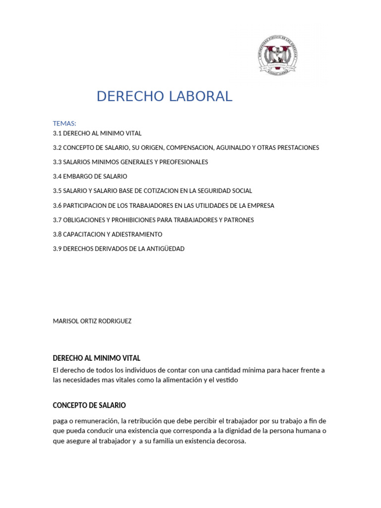 Derecho Vital | PDF | Salario | Salario mínimo