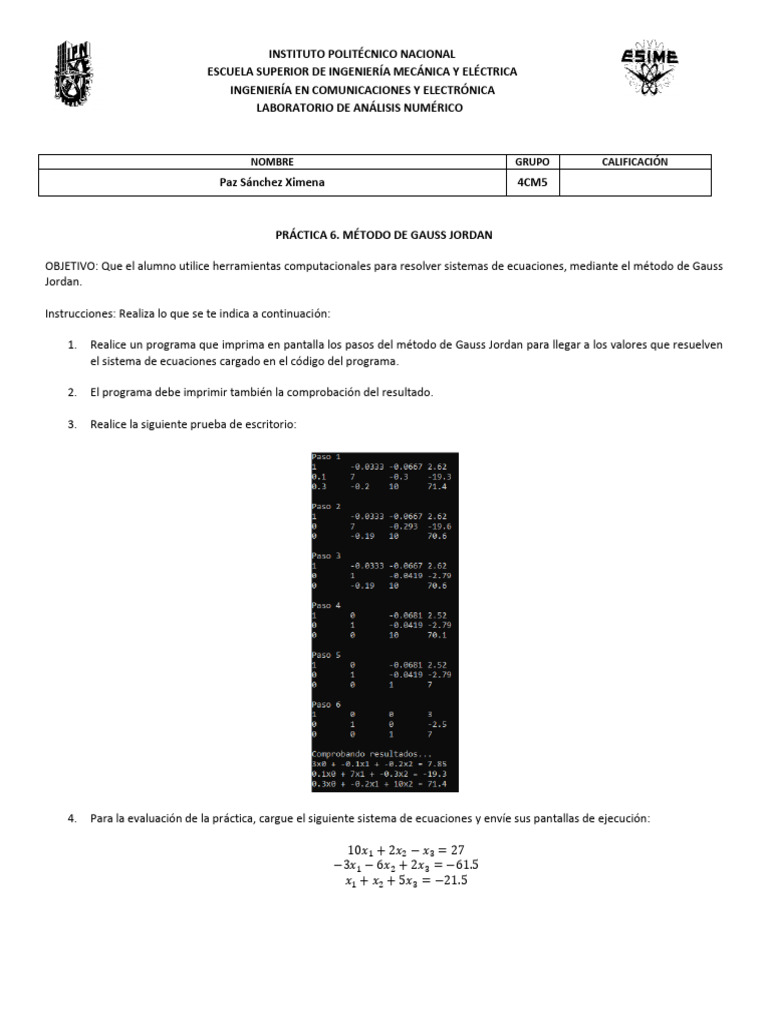 Método de Gauss Jordan en Programación | PDF