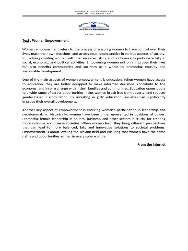 Women Empowerment and Education Benefits | PDF