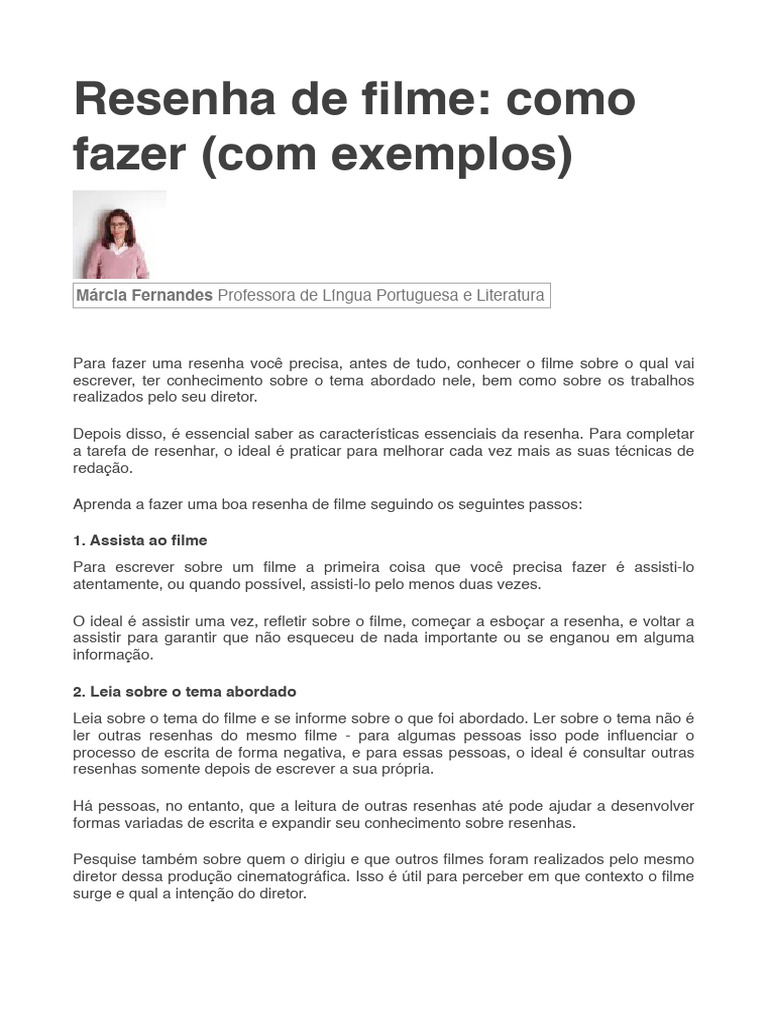 Como Fazer uma Resenha de Filme | PDF | Escrita | Conhecimento