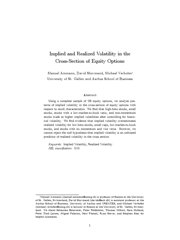 Implied vs. Realized Volatility in Equity Options | PDF | Beta (Finance ...