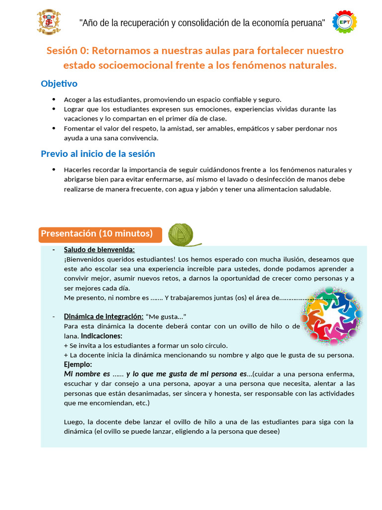 Sesión 0 - Bienvenida A Las Estudiantes - 2025 EPT | PDF