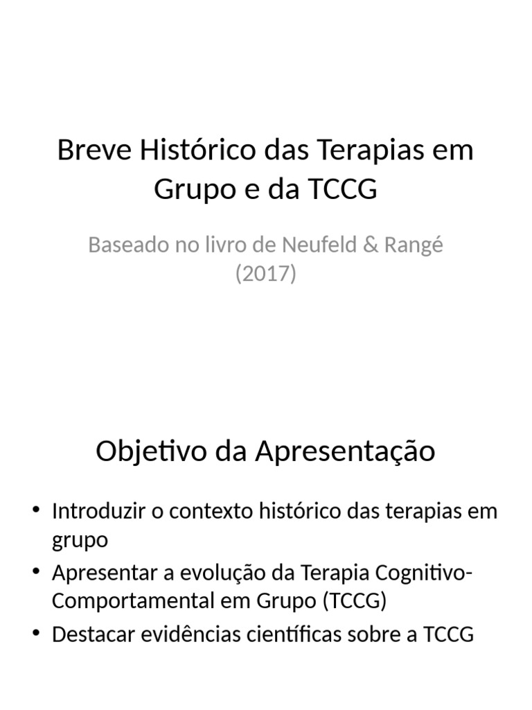 Evolução da TCCG em Terapias de Grupo | PDF | Terapia cognitiva ...