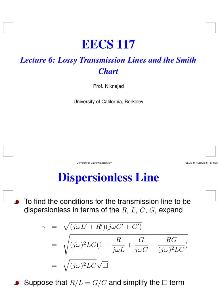 Lossy Transmission Lines Overview | PDF | Transmission Line