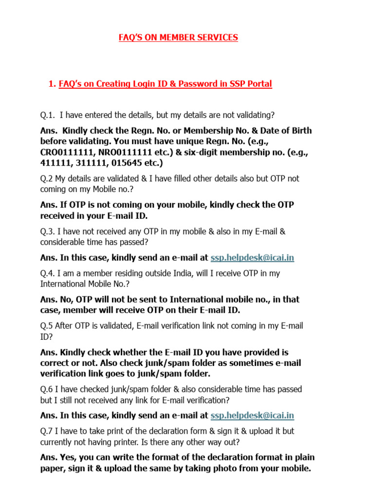 Member Services FAQ Guide | PDF