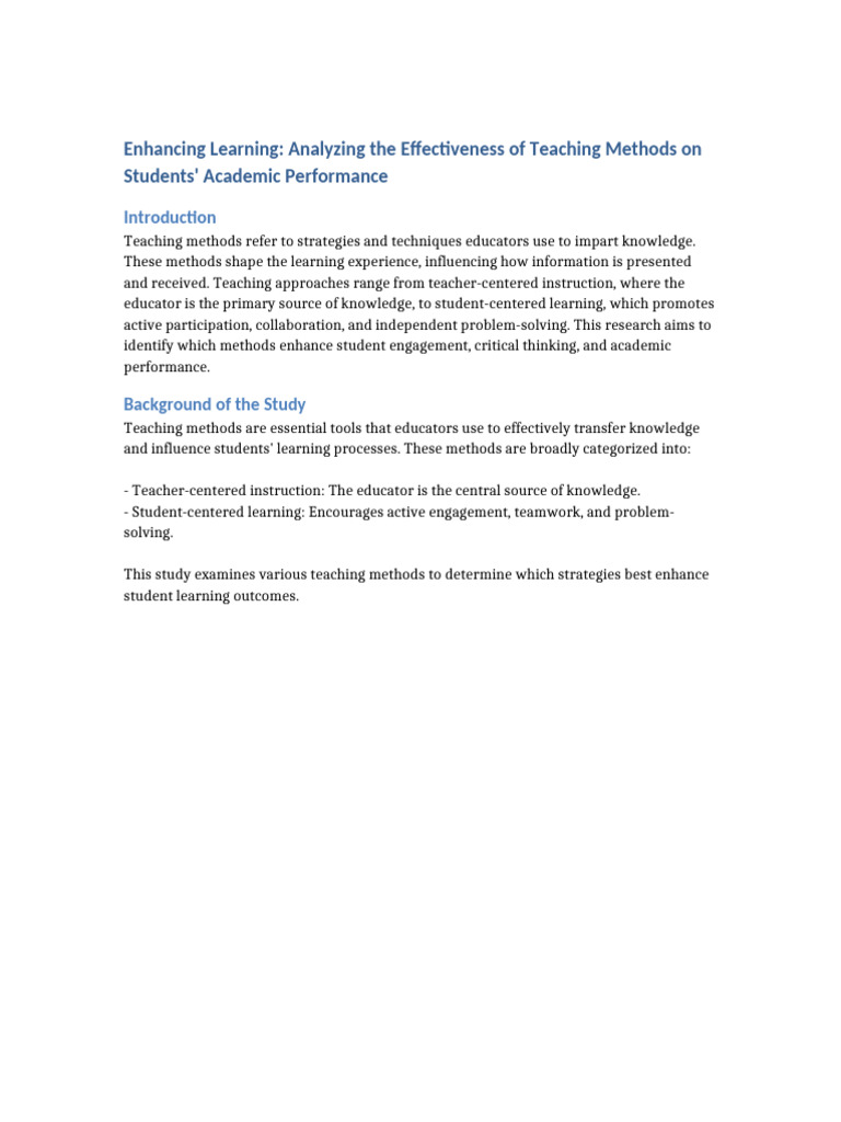Teaching Methods Document Pdf