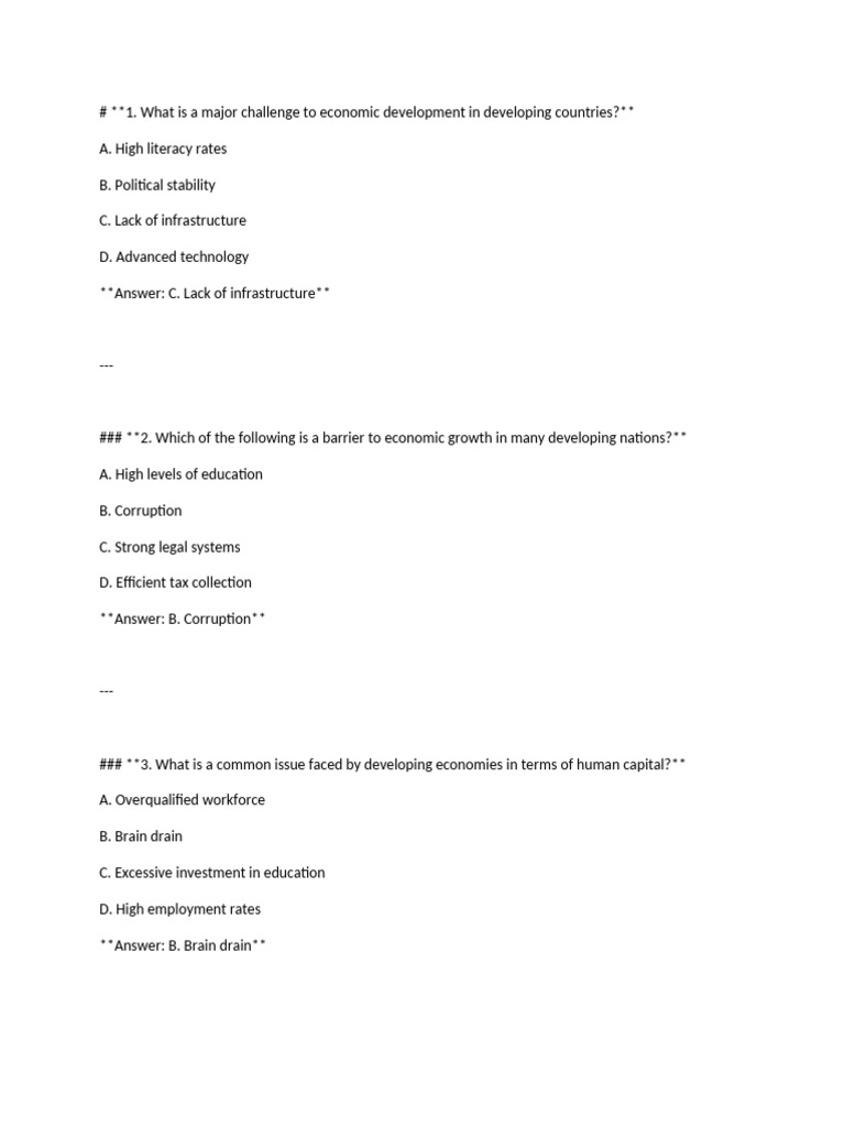 Economic Development Challenges in Developing Countries | PDF ...