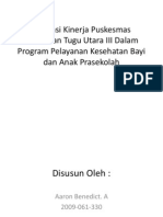 Evaluasi Kinerja Puskesmas Kelurahan Tugu Utara III Dalam