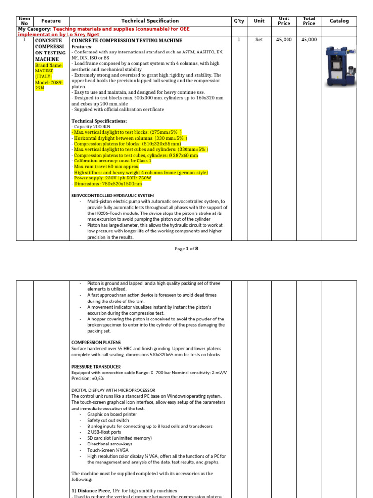 Sample of Preparing Specification | PDF | Mechanical Engineering