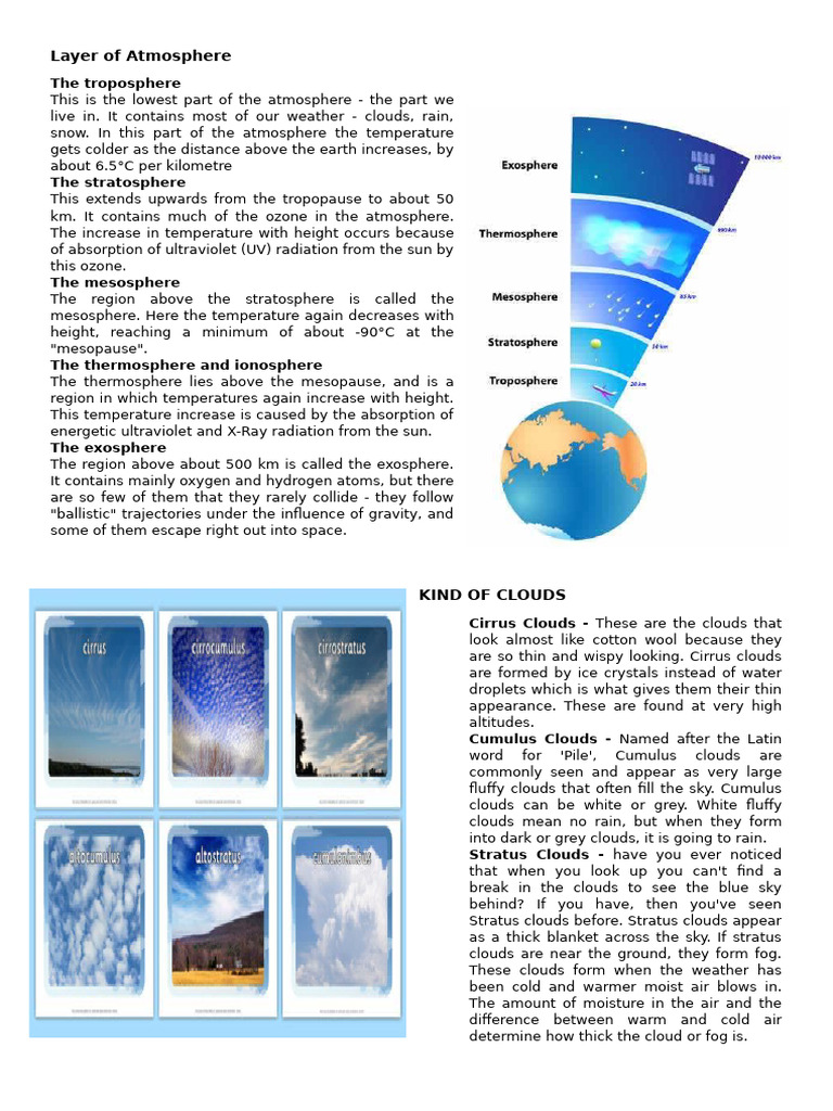 Atmospheric Layers and Cloud Types | PDF | Atmosphere Of Earth | Atmosphere