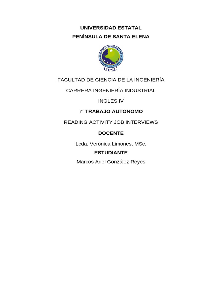 Reading Activity Job Interview | PDF