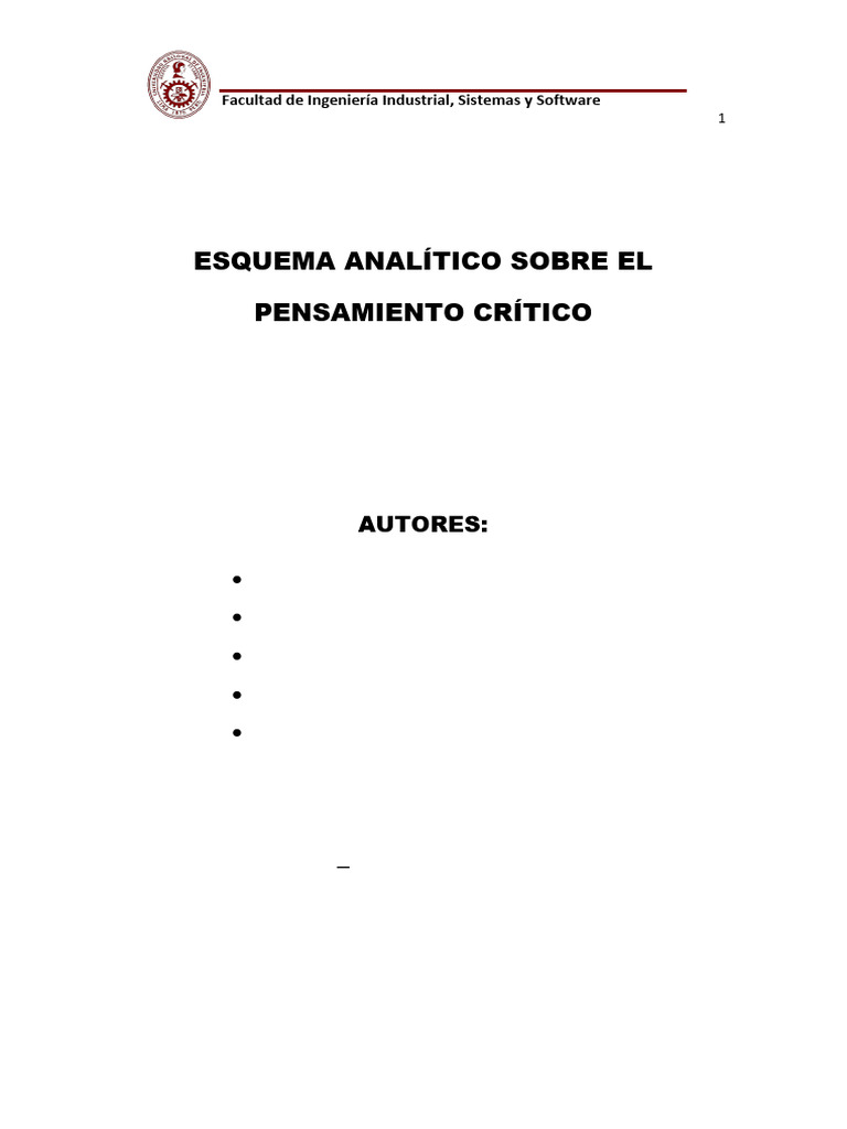 Esquema Analítico del Pensamiento Crítico | PDF