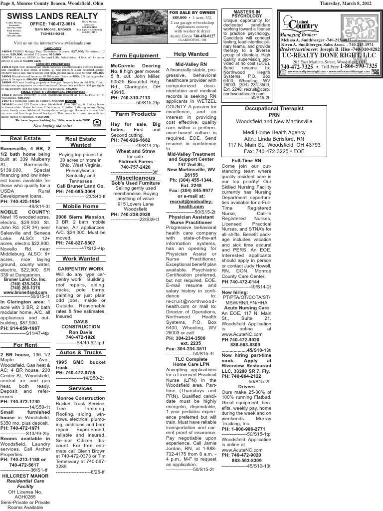 Classifieds 3/8/12 PDF Nursing Physician