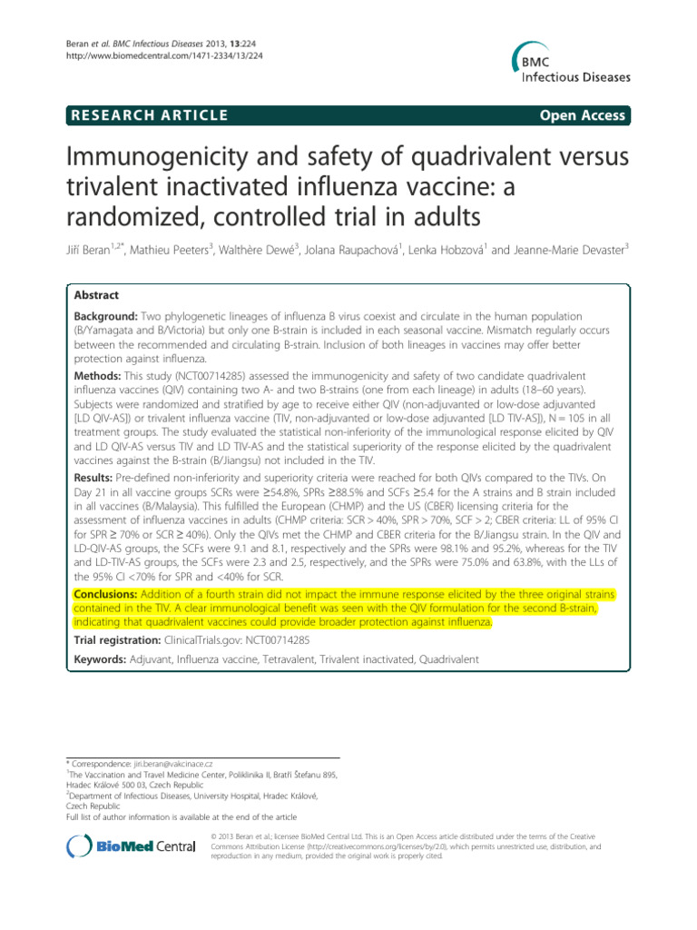 Immunogenicity and Safety of Quadrivalent Versus | PDF | Vaccines ...