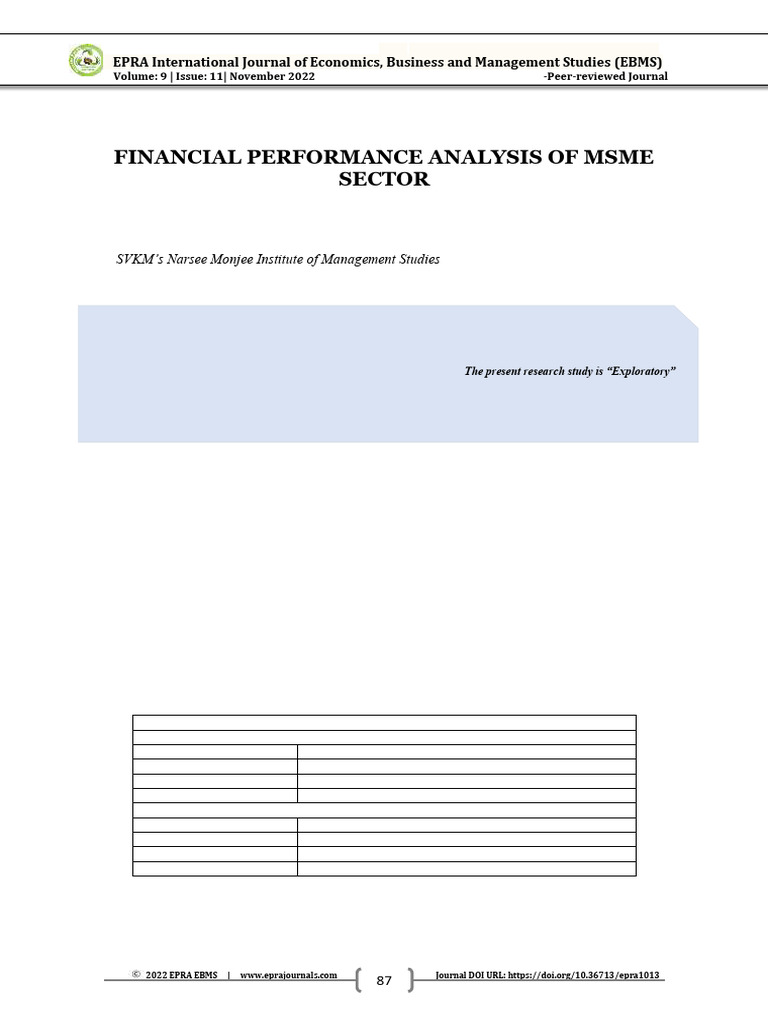 Financial Performance of India's MSMEs | PDF | Small And Medium Sized ...