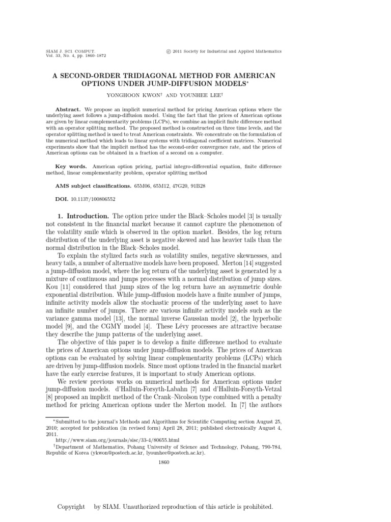 A Second-Order Tridiagonal Method For American | PDF | Option (Finance ...