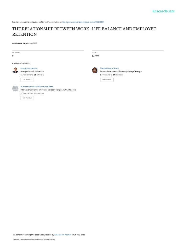 The Relationship Between Work Life Balance and Employee Retention | PDF ...