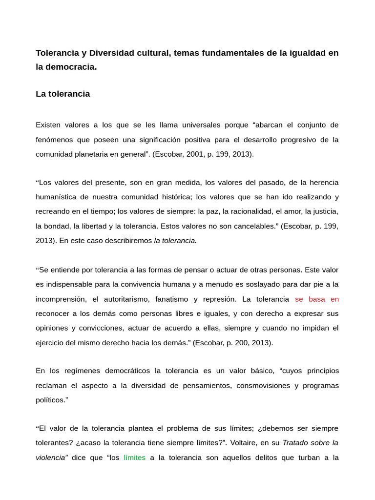 Tolerancia y Diversidad Cultural en Democracia | PDF | Tolerancia ...