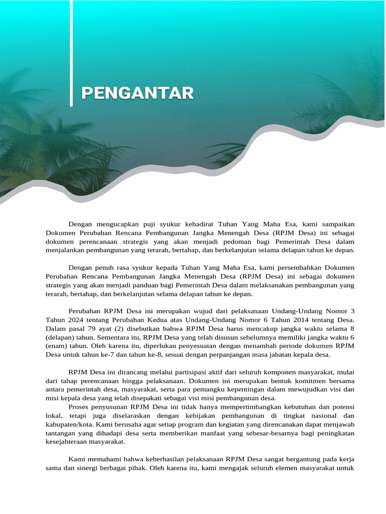 Cover RPJM Desa Perubahan 2024 | PDF