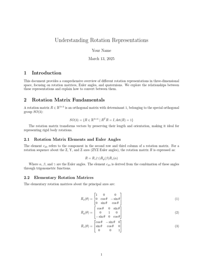Rotation Representations in 3D Space | PDF | Physics | Mechanics