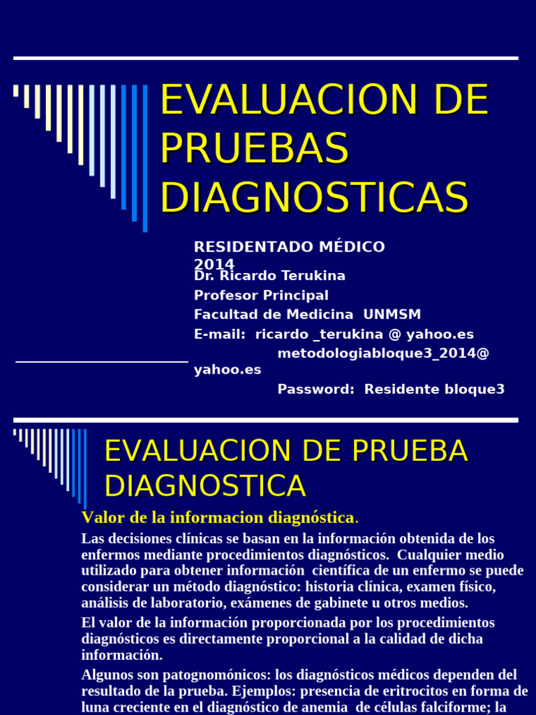 Evaluación de Pruebas Diagnósticas Médicas | PDF | Sensibilidad y ...