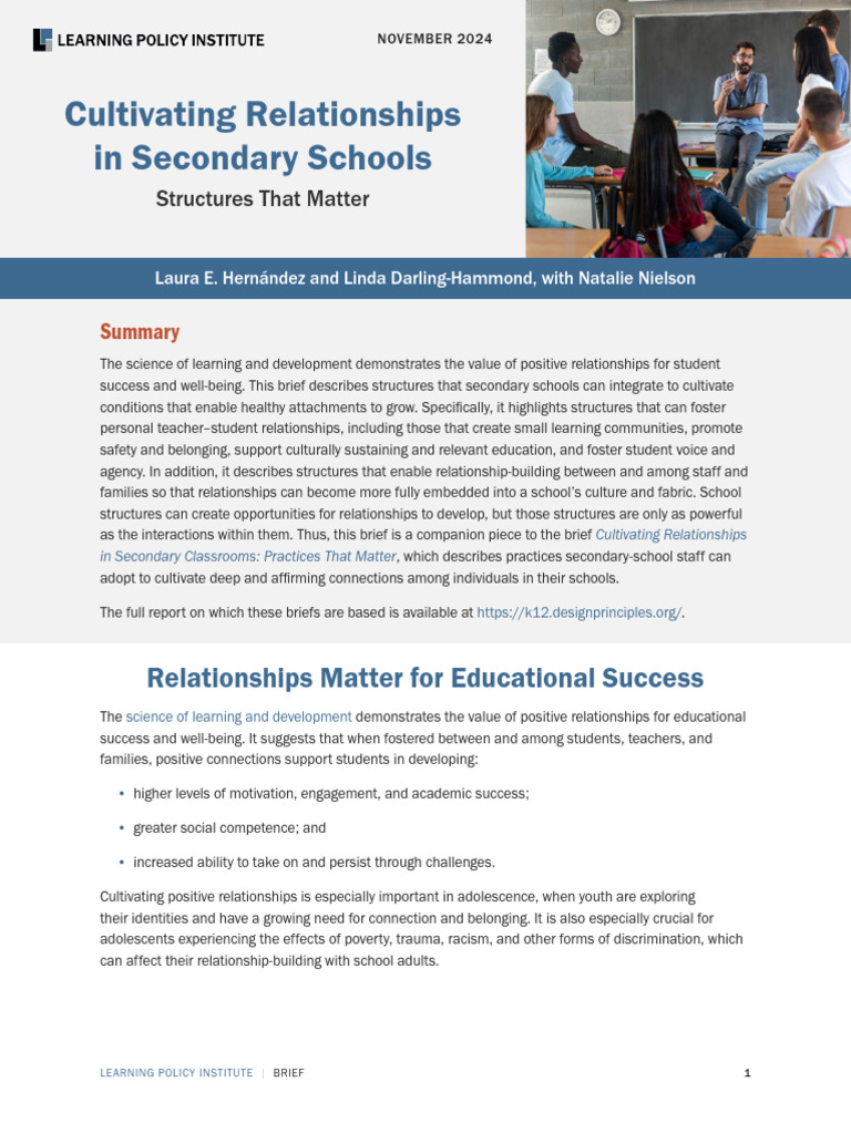 Building Relationships in Secondary Schools | PDF | Teachers ...