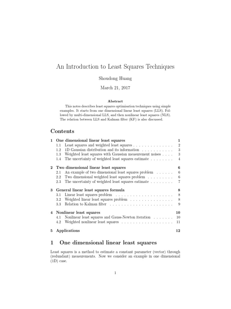 Least Squares Optimization Techniques | PDF | Kalman Filter | Normal ...