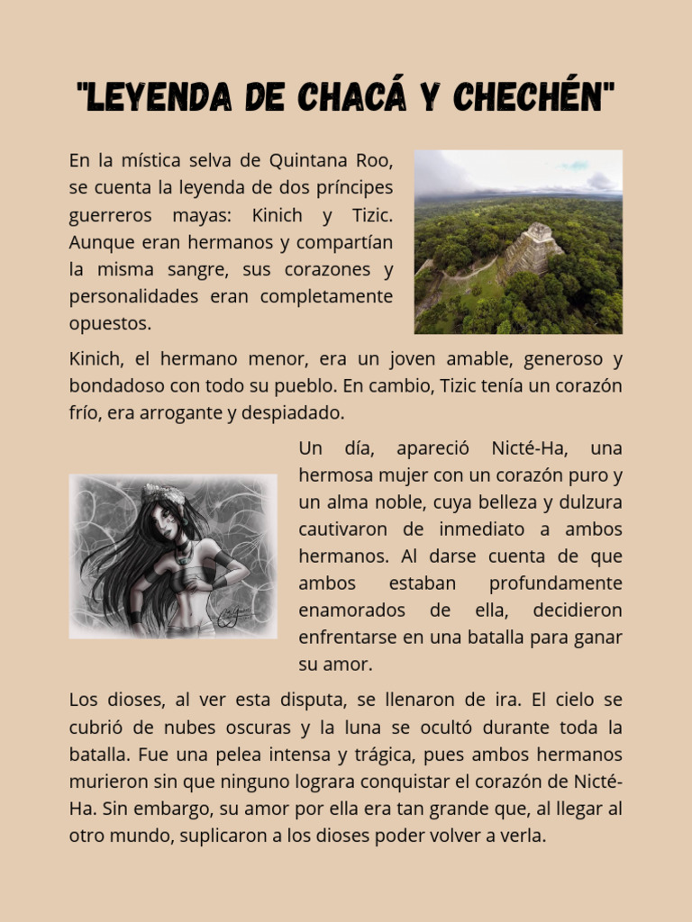 Leyenda de Chacá y Chechén: Amor y Tragedia | PDF