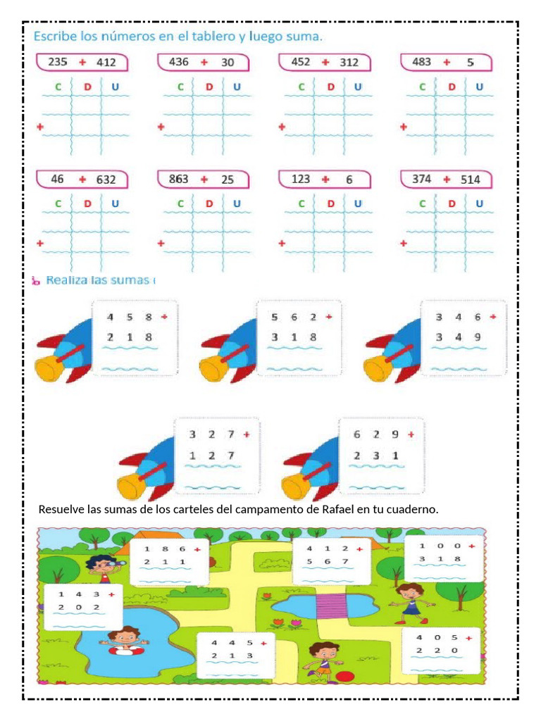 PRACTICAMOS Sumas de Tres Cifras | PDF