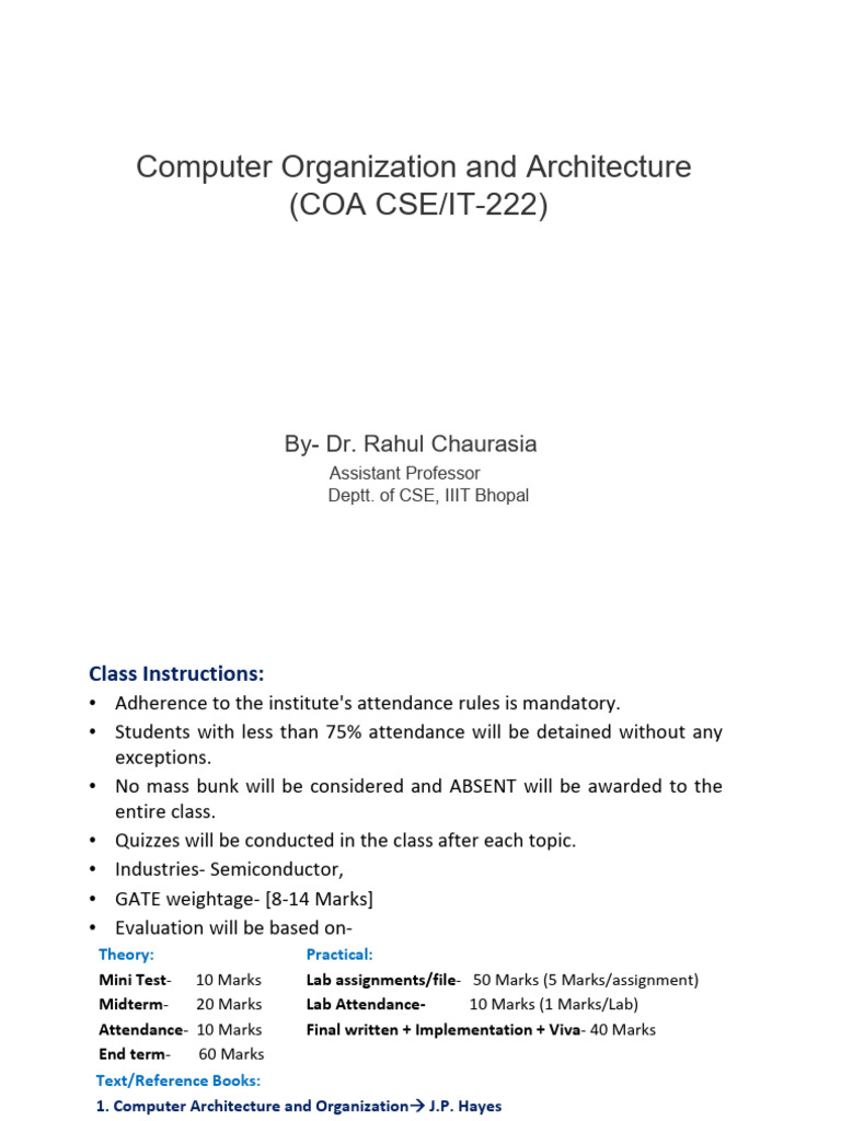 Computer Architecture Course Overview | PDF | Central Processing Unit ...