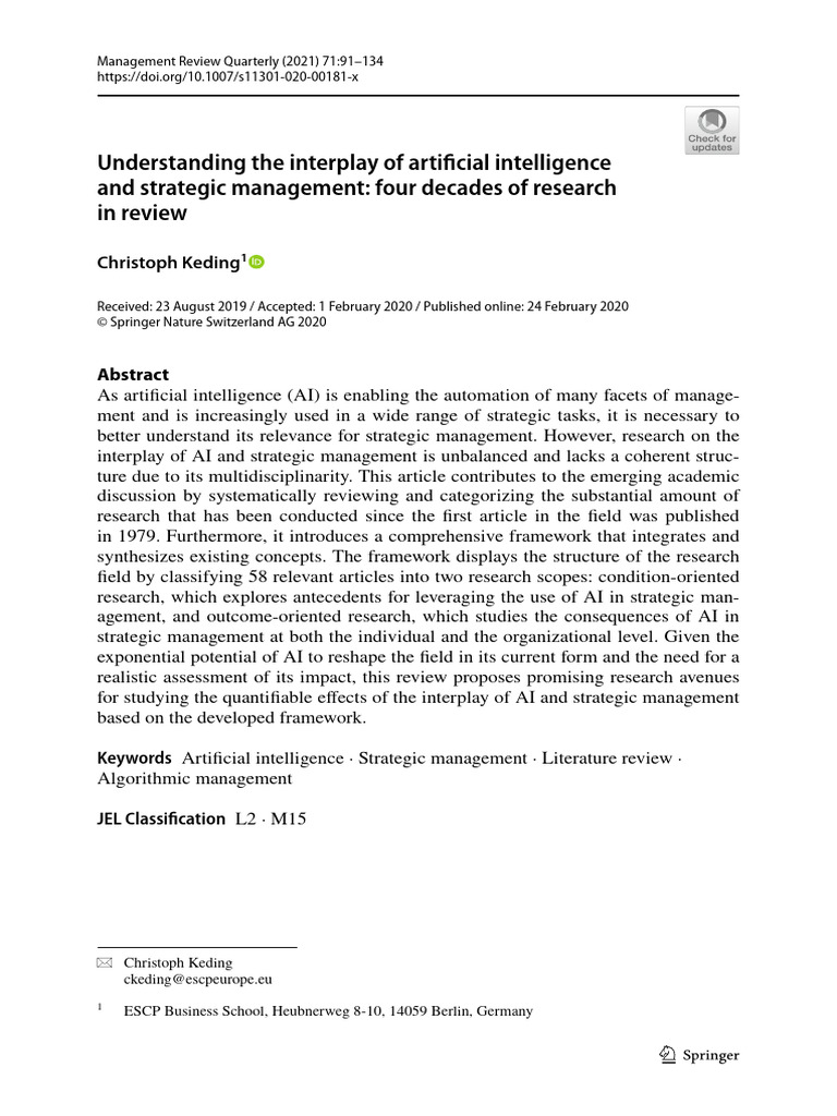 AI's Impact on Strategic Management Review | PDF | Artificial ...