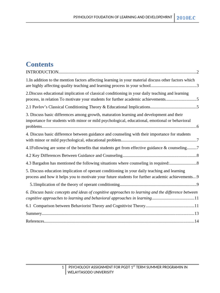 Foundations of Learning in Psychology | PDF | Behaviorism | Learning