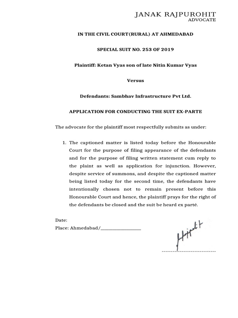 Application For Ex Parte | PDF