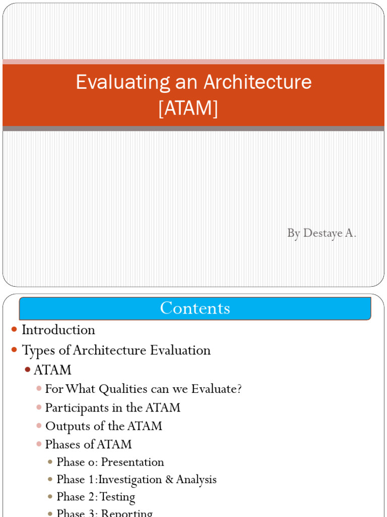 Architecture Evaluation Using ATAM Method | PDF | Software Architecture ...