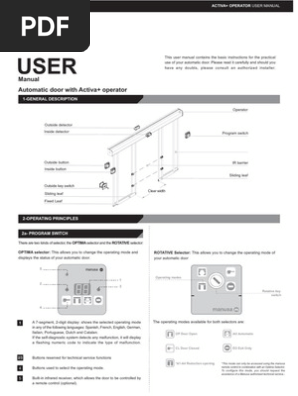 Activa User Manual Switch Door