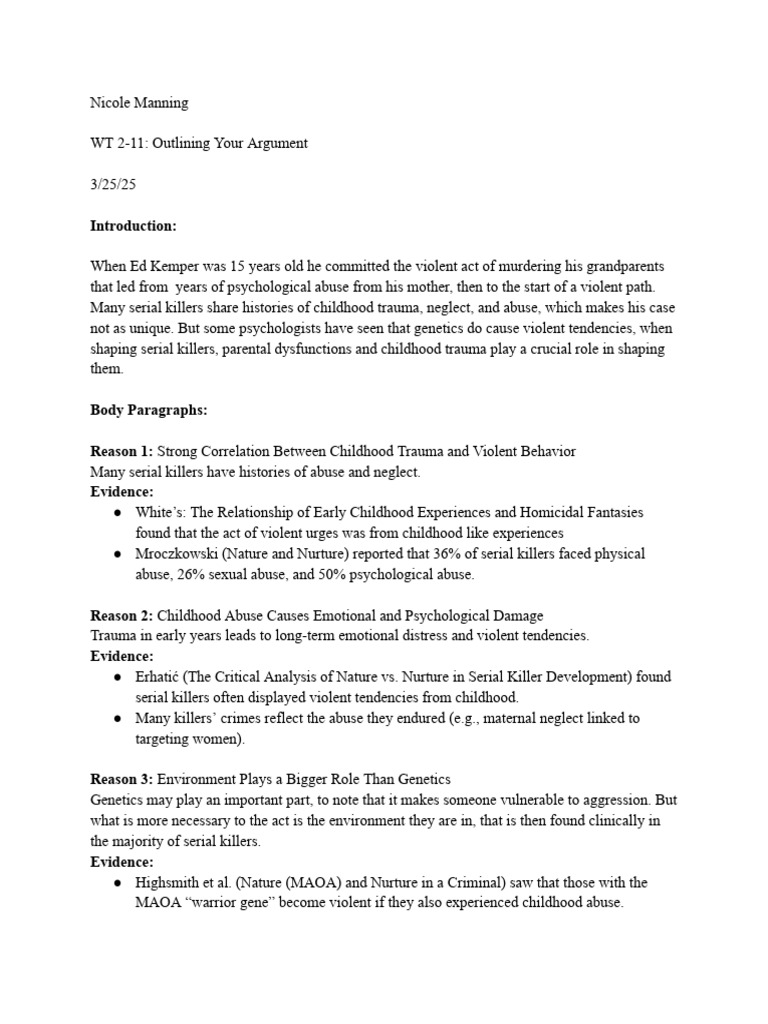 Childhood Trauma and Serial Killers | PDF | Serial Killer | Violence