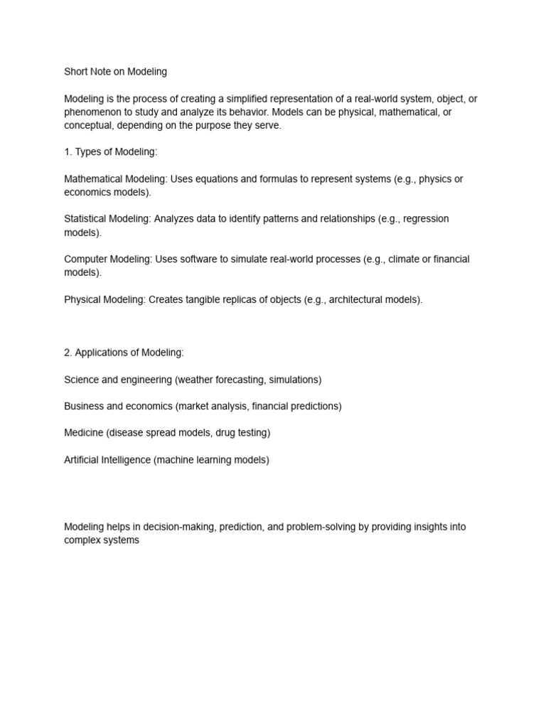 Overview of Modeling Types and Applications | PDF