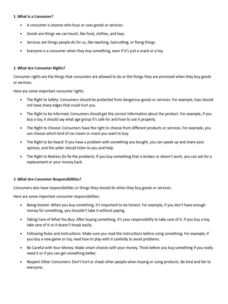 Consumer Rights And Responsibilities Pdf
