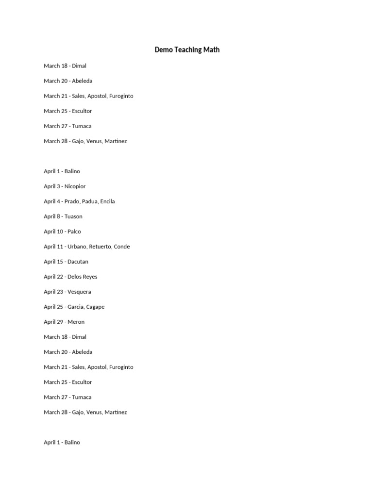 Math Teaching Schedule and Modules | PDF | Rectangle | Mathematics