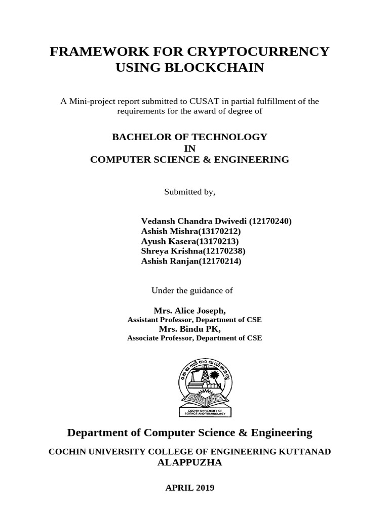 Cryptocurrency Blockchain Framework | PDF | Key (Cryptography) | Public ...
