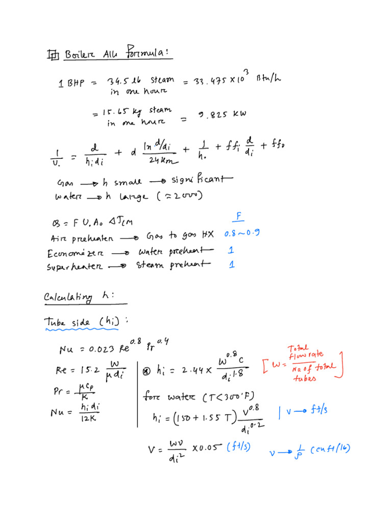 Boiler Calculation Formulas Guide | PDF