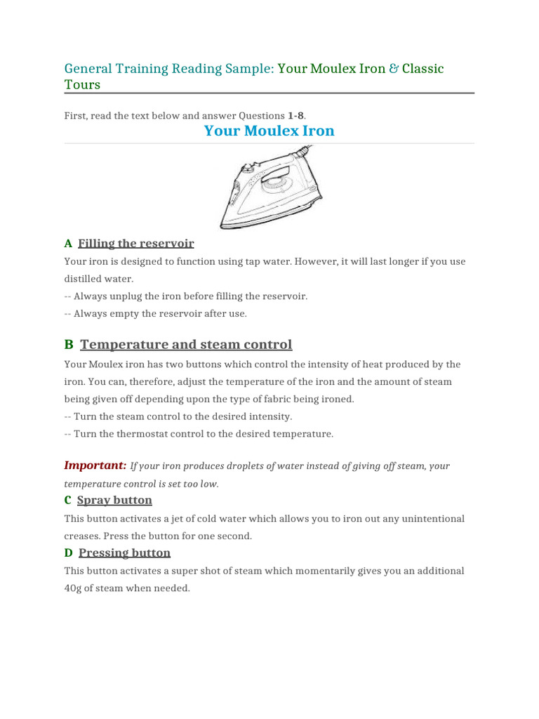 Your Moulex Iron | PDF | Steam | Water