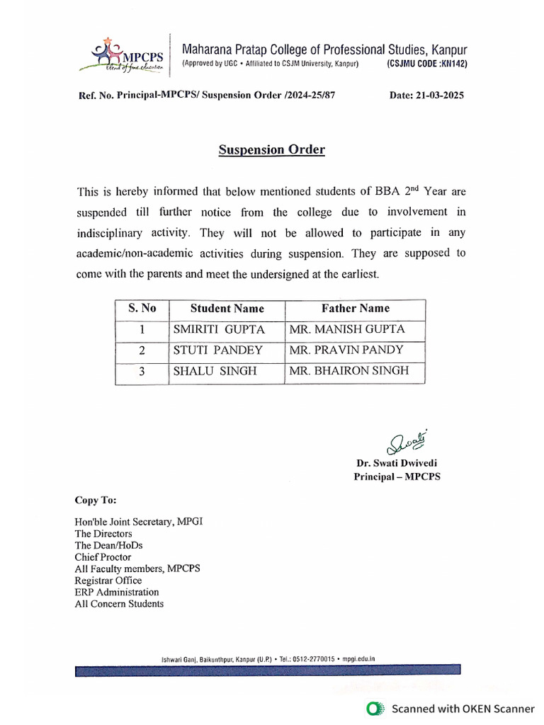 Notice For Students | PDF