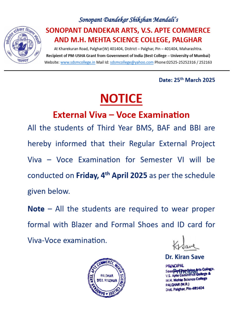 External Viva Exam Schedule 2025 | PDF | Vocational Education | Tests