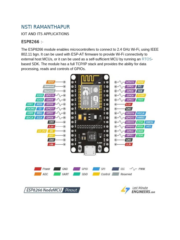 IOT AND ITS APPLICATIONS ESP8266 | PDF | Microcontroller | Computer ...