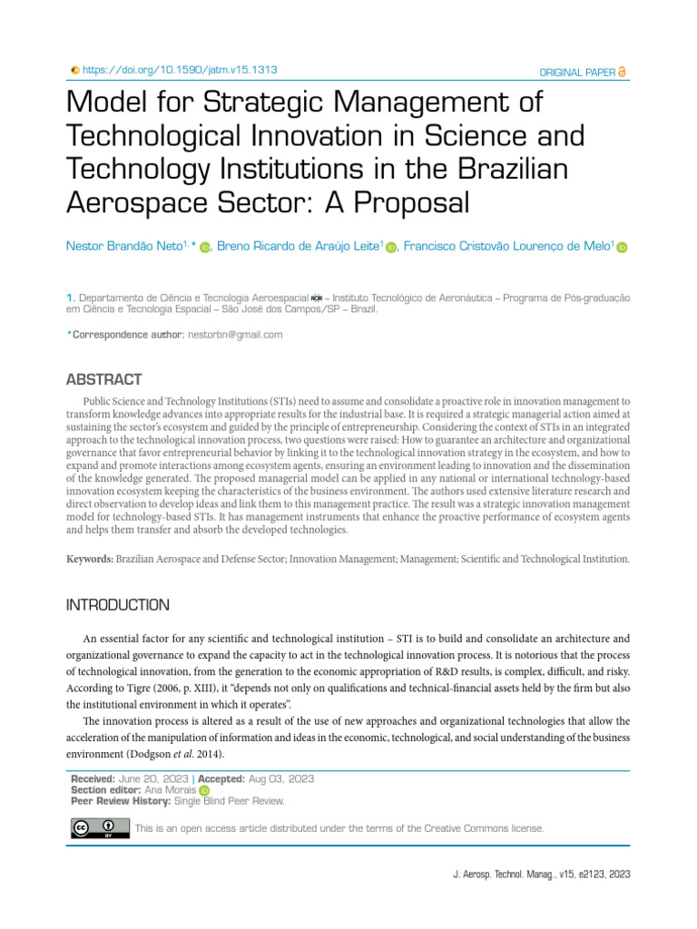Strategic Innovation Management Model for STIs | PDF | Innovation ...