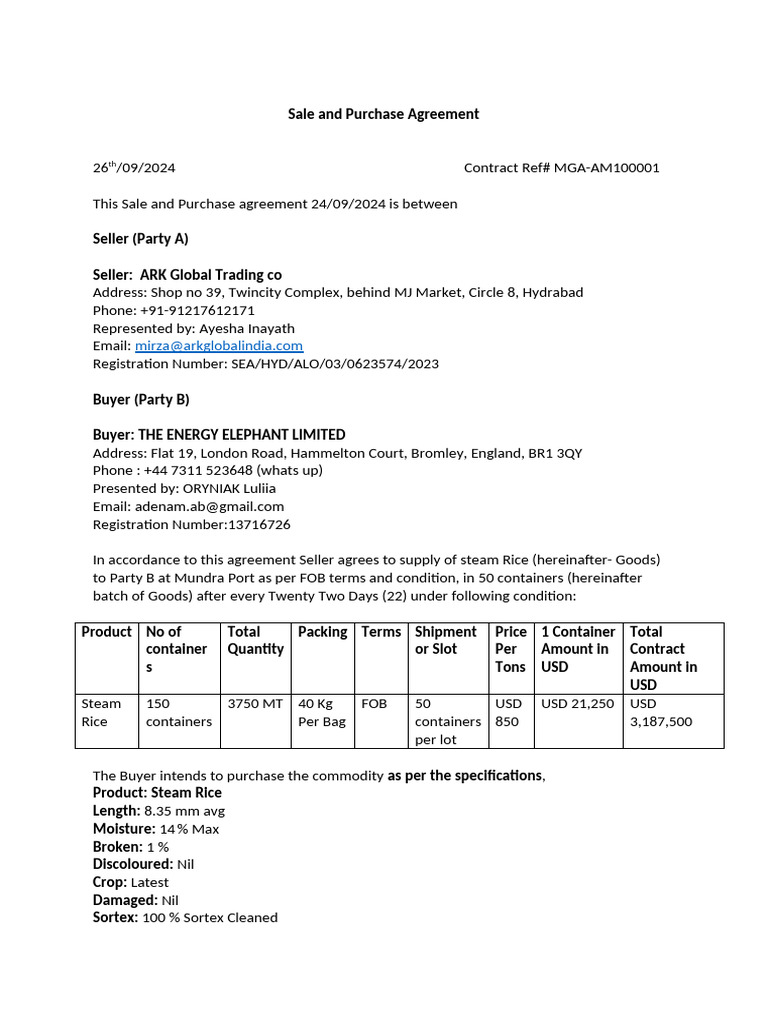 After Amendment S&P Agreement MGG & ARK | PDF